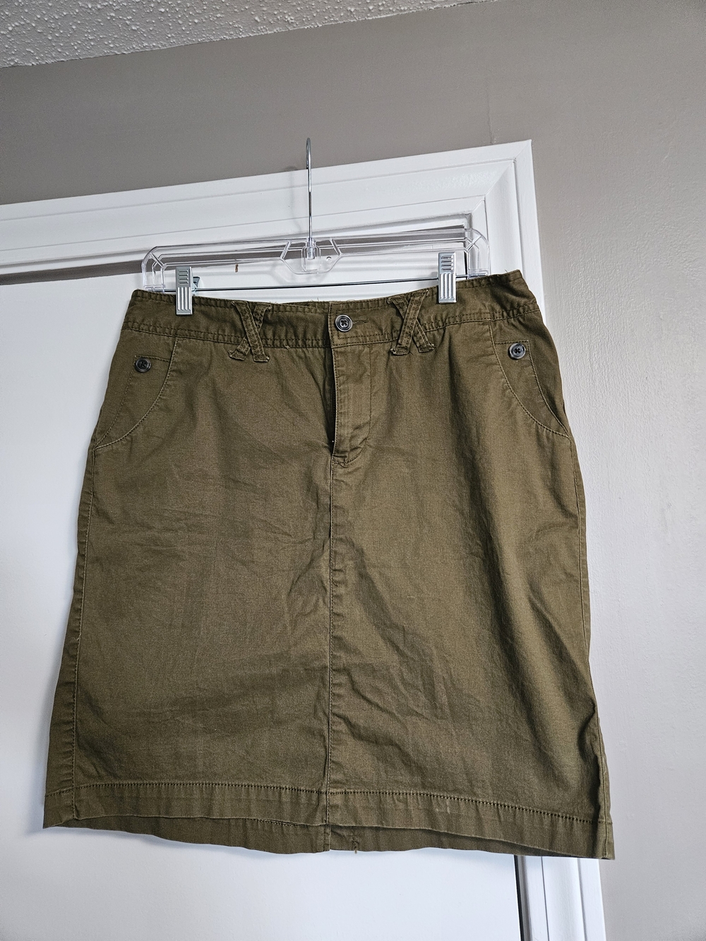 Sonoma Olive Utility Skirt with Button Detail